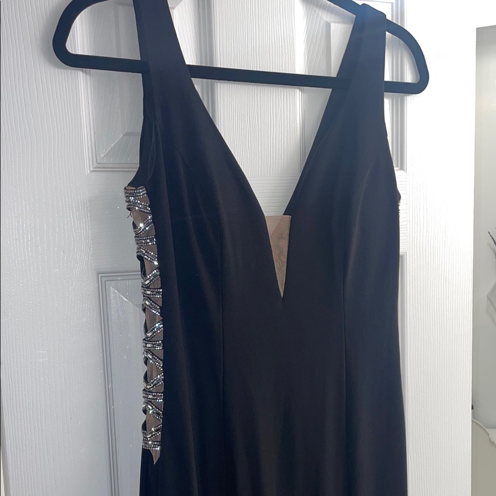 Xscape Black Dress with Silver Detailing